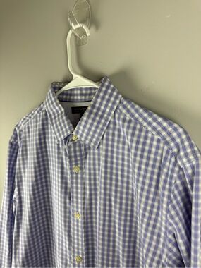 Banana Republic Men’s Purple White Plaid Long Sleeve Button Up Shirt SZ L Preppy